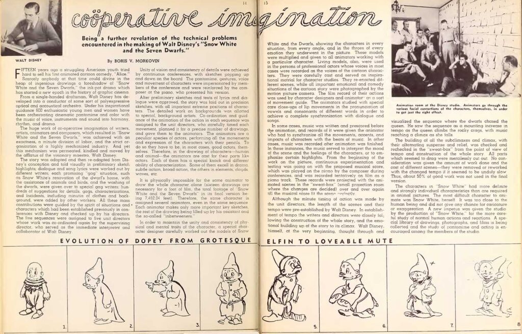 Animation room at the Disney studio. Animators go through the various facial contortions of the characters, themselves, in order to get just the right effect.